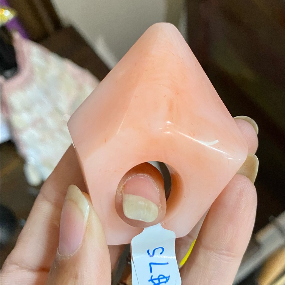 Peach swirl marble Cocktail costume Superpower resin ring handmade OOAK chunky 8 - Picture 1 of 6
